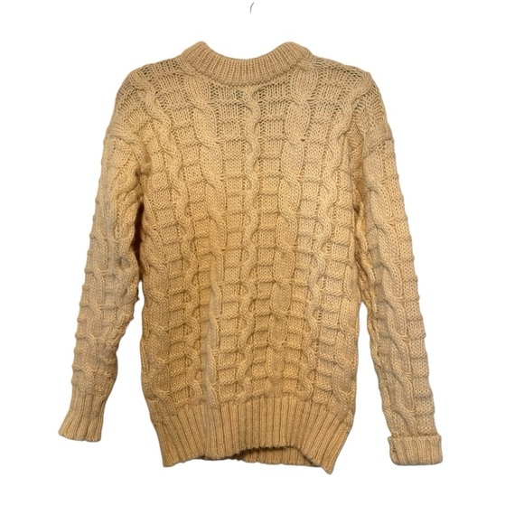 Les-knit ltd. Icelandic wool crewneck cable knit fisherman sweater M vintage - Picture 2 of 10